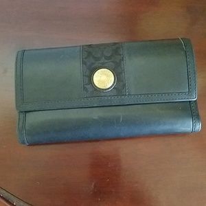 Coach black leather wallet with checkbook cover